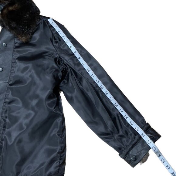 KATHY IRELAND Faux Fur Leather Trim Open Jacket LARGE - Picture 8 of 16